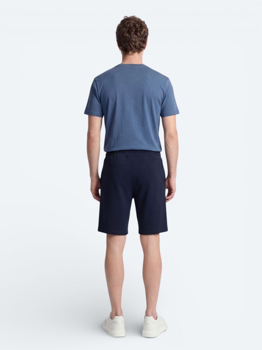 Navy Blue Knitting Regular Fit Casual Bermuda - 6