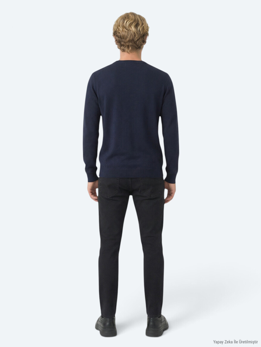 Navy Blue Knitwear Sweatshirt - 4