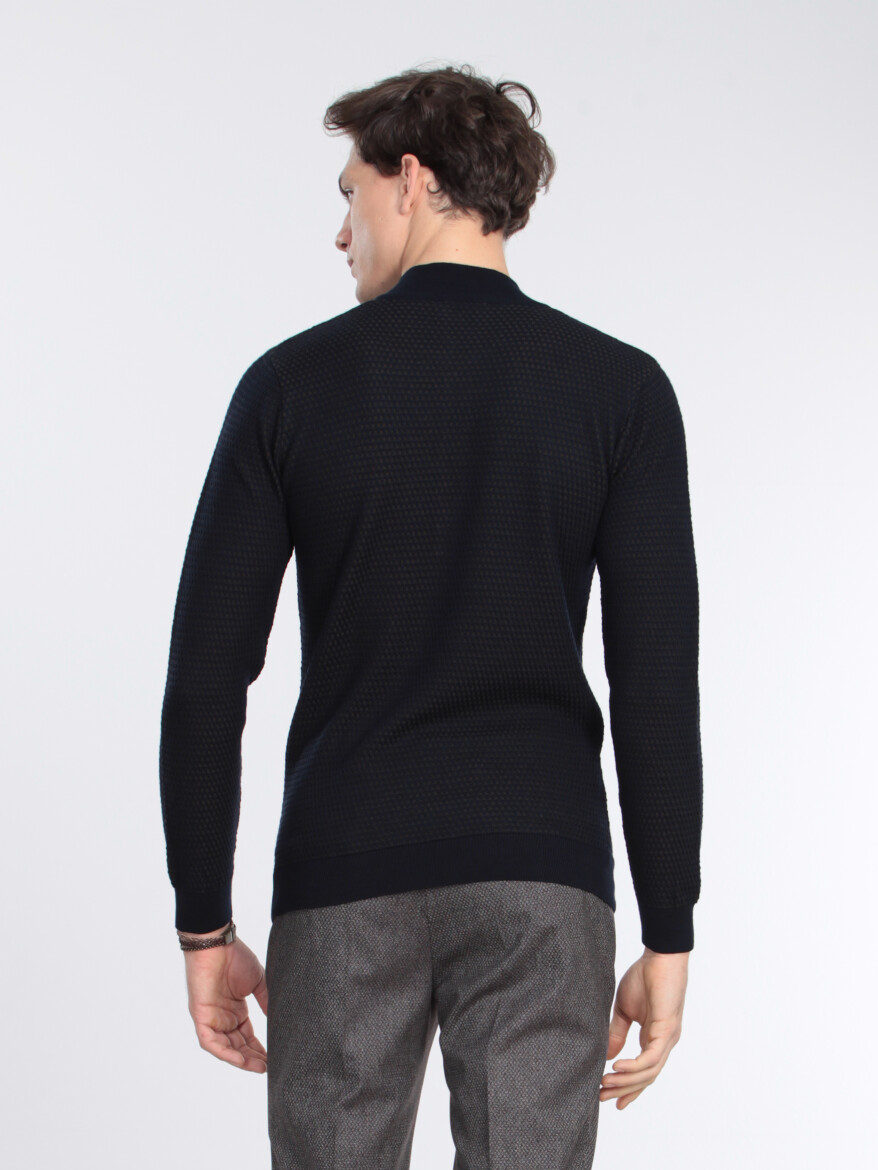 Navy Blue Knitwear Sweatshirt - 4