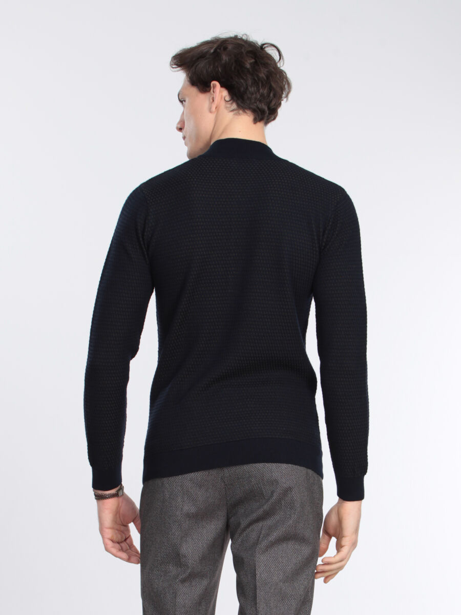 Navy Blue Knitwear Sweatshirt - 4