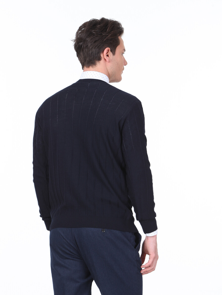 Navy Blue Knitwear Sweatshirt - 4
