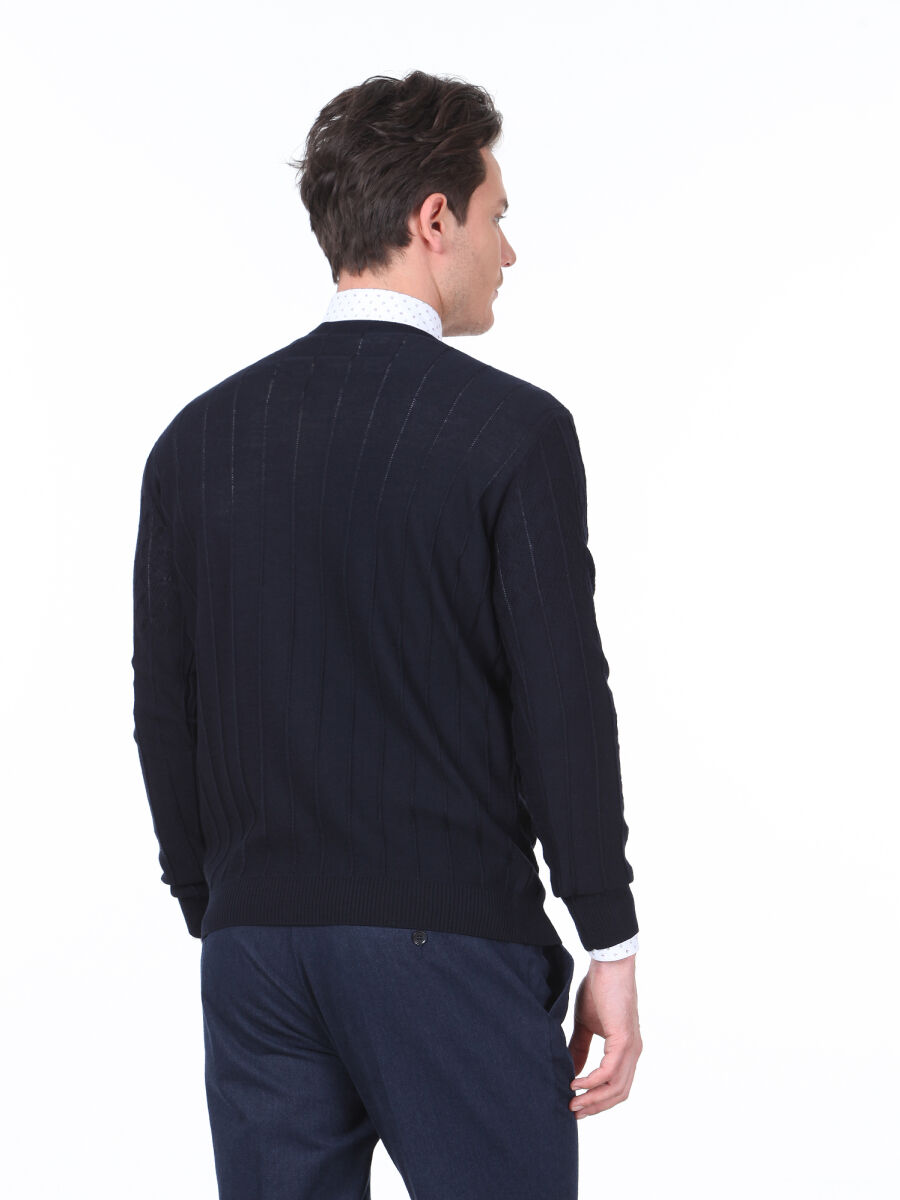 Navy Blue Knitwear Sweatshirt - 4