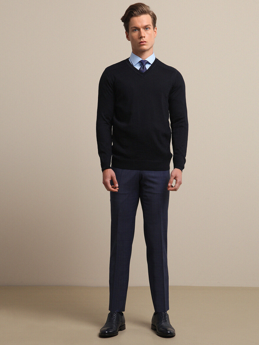 Navy Blue Knitwear Sweatshirt - 3