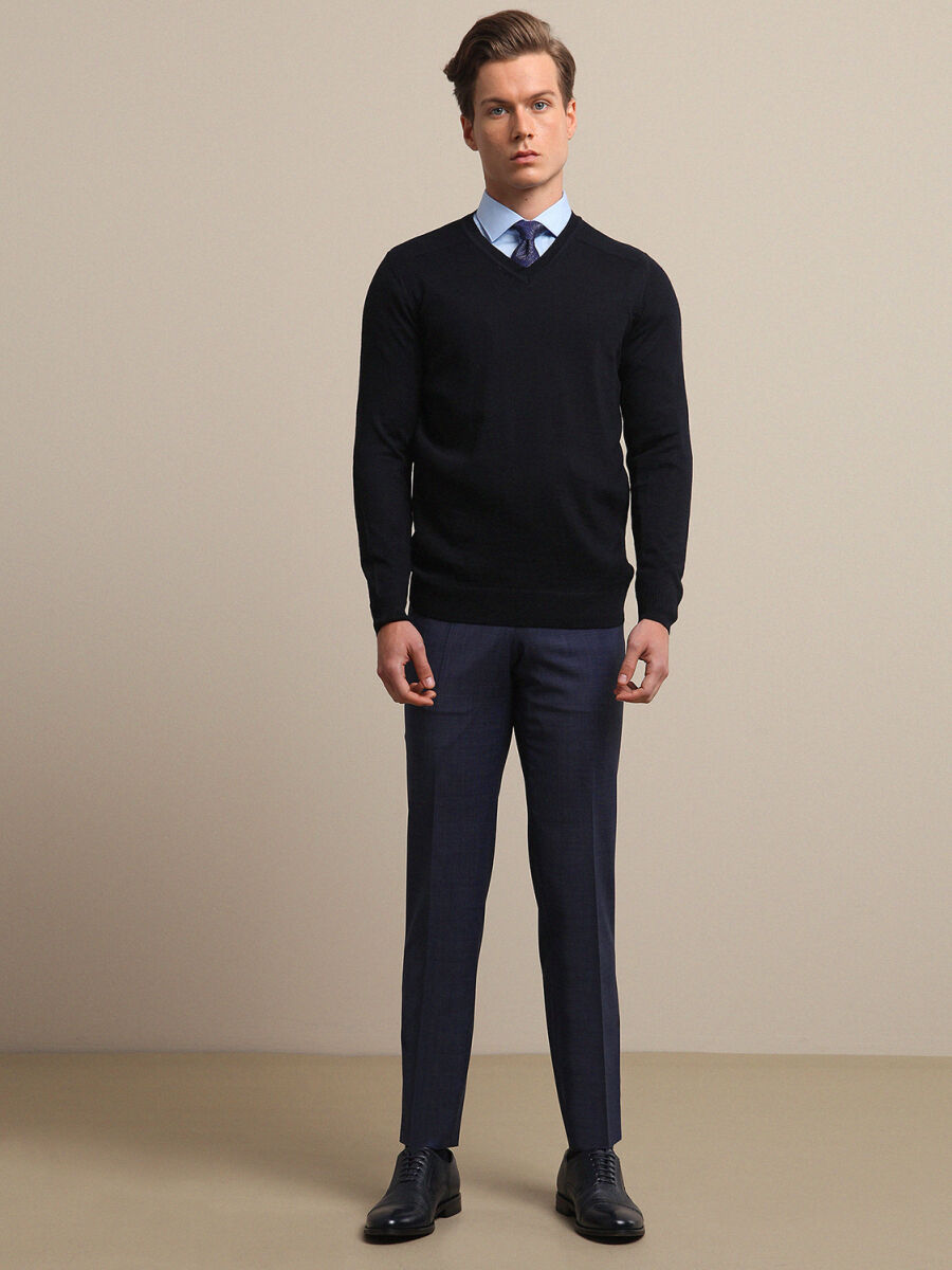 Navy Blue Knitwear Sweatshirt - 3