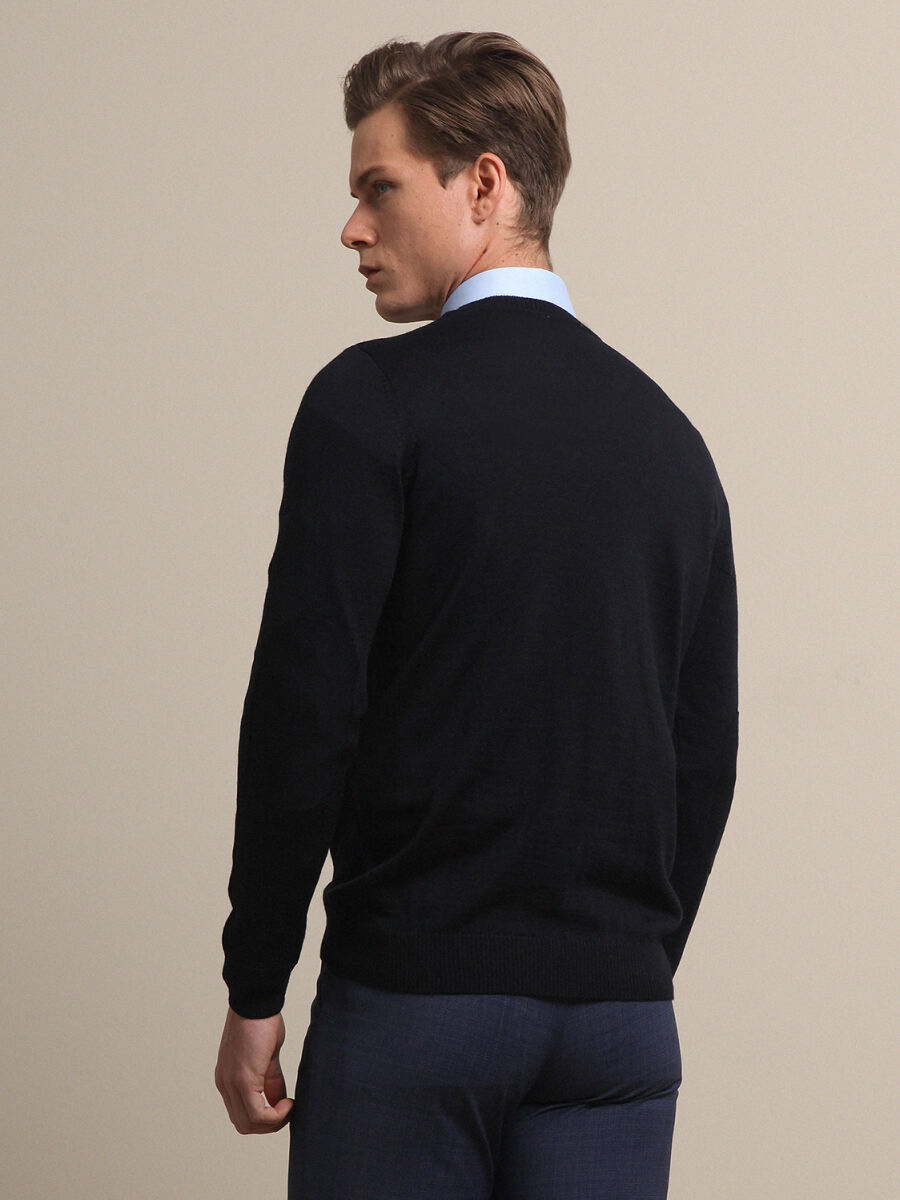 Navy Blue Knitwear Sweatshirt - 4