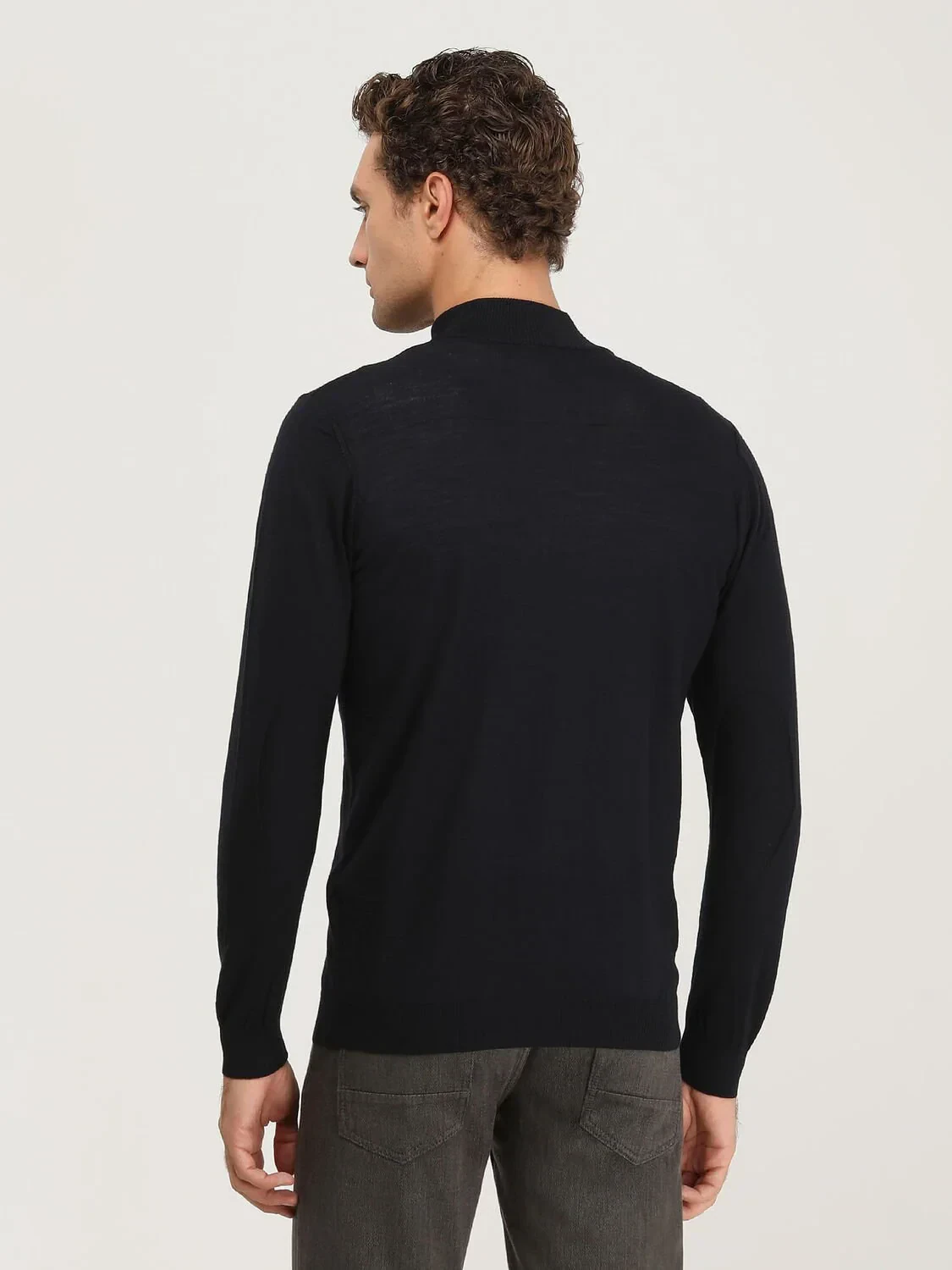 Navy Blue Knitwear Sweatshirt - 4