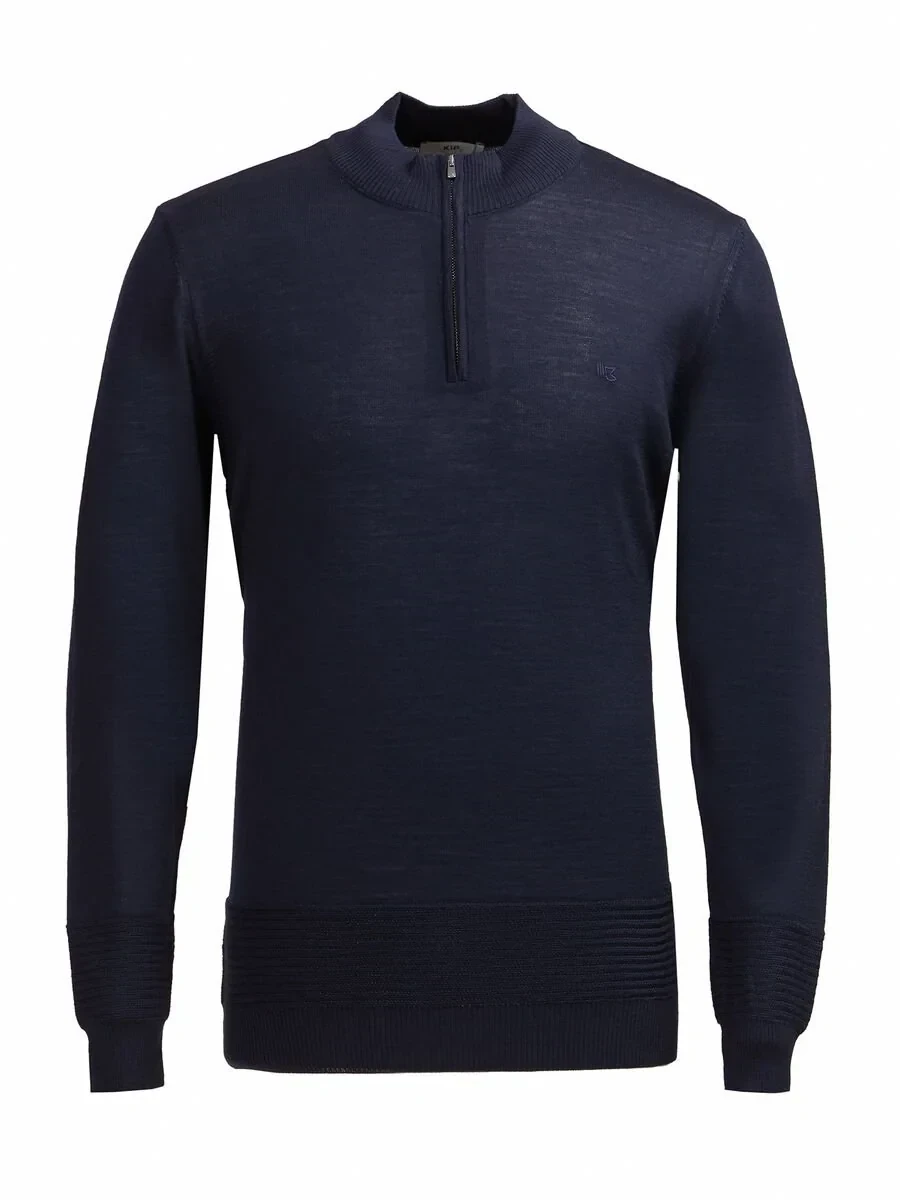 Navy Blue Knitwear Sweatshirt - 1