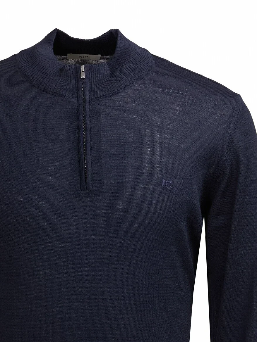 Navy Blue Knitwear Sweatshirt - 2