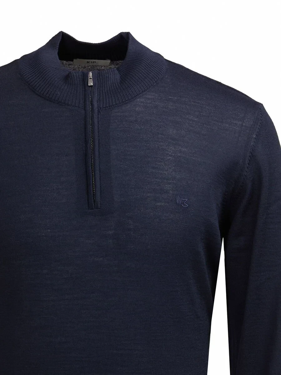 Navy Blue Knitwear Sweatshirt - 2
