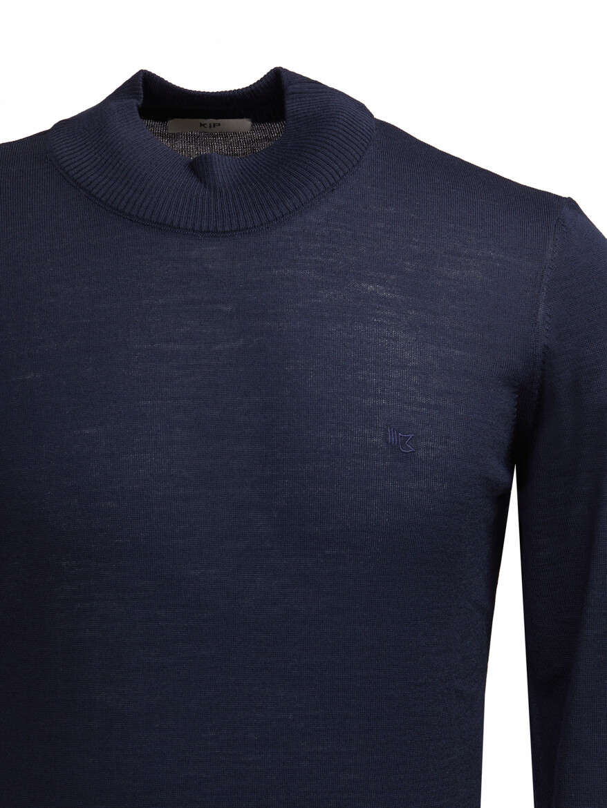 Navy Blue Knitwear Sweatshirt - 2