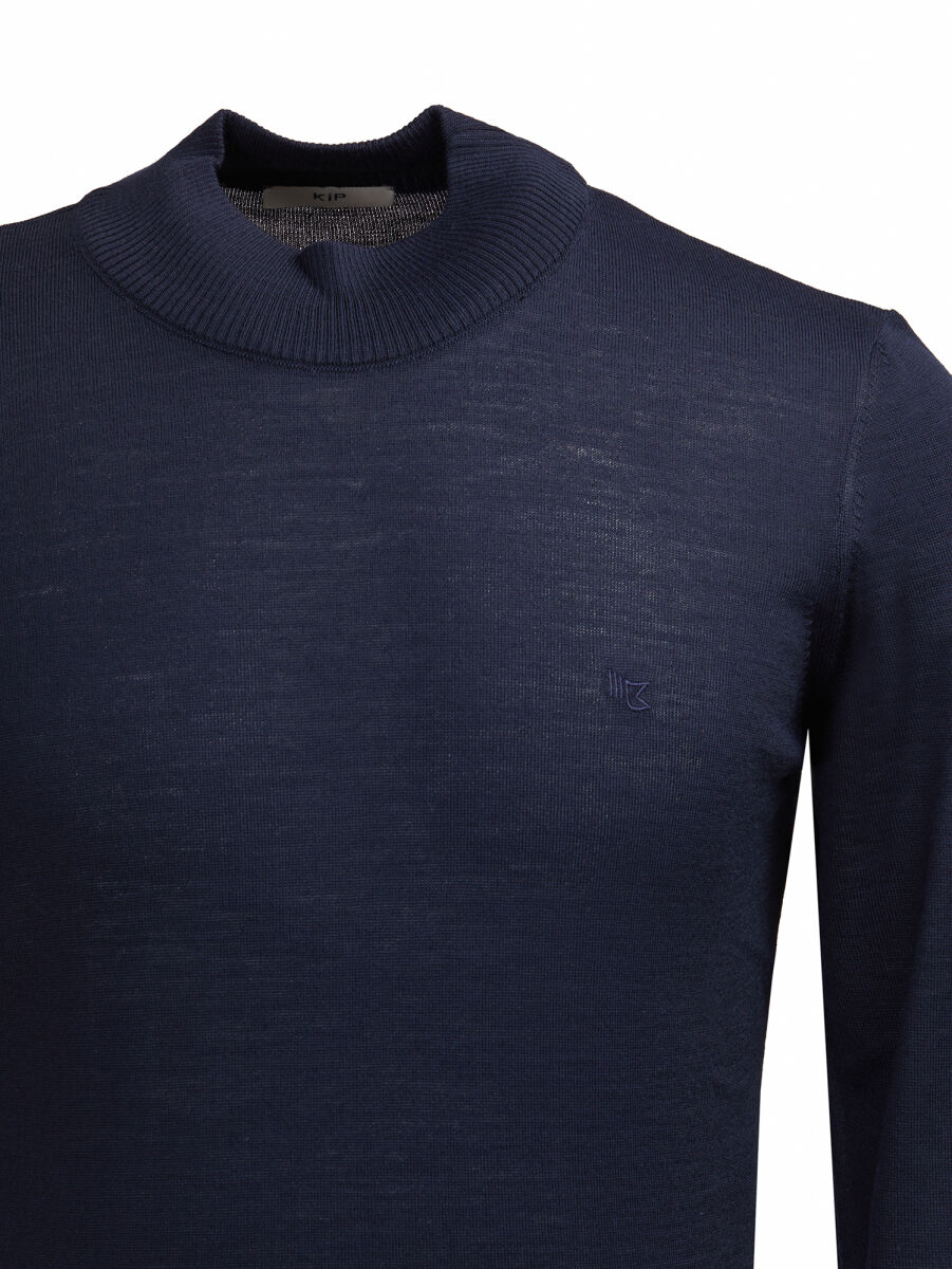 Navy Blue Knitwear Sweatshirt - 2