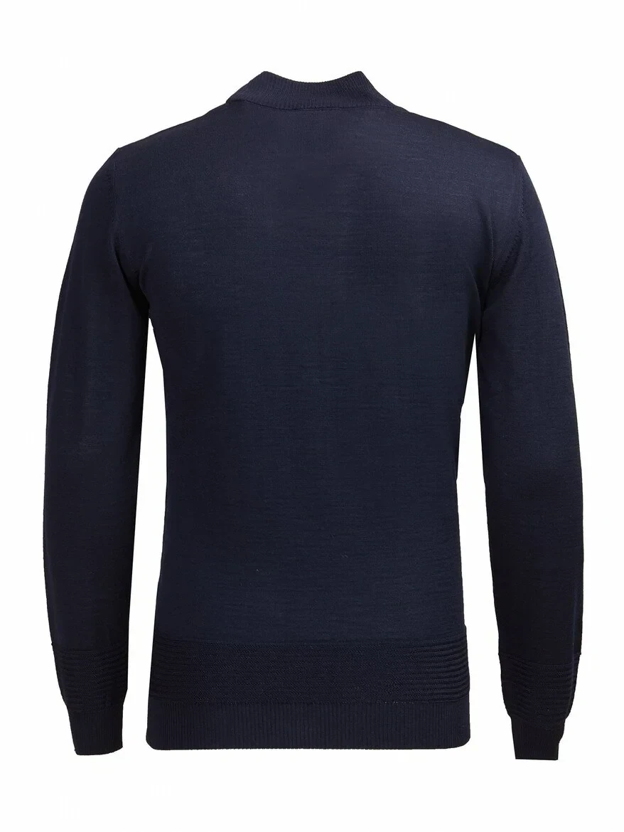 Navy Blue Knitwear Sweatshirt 