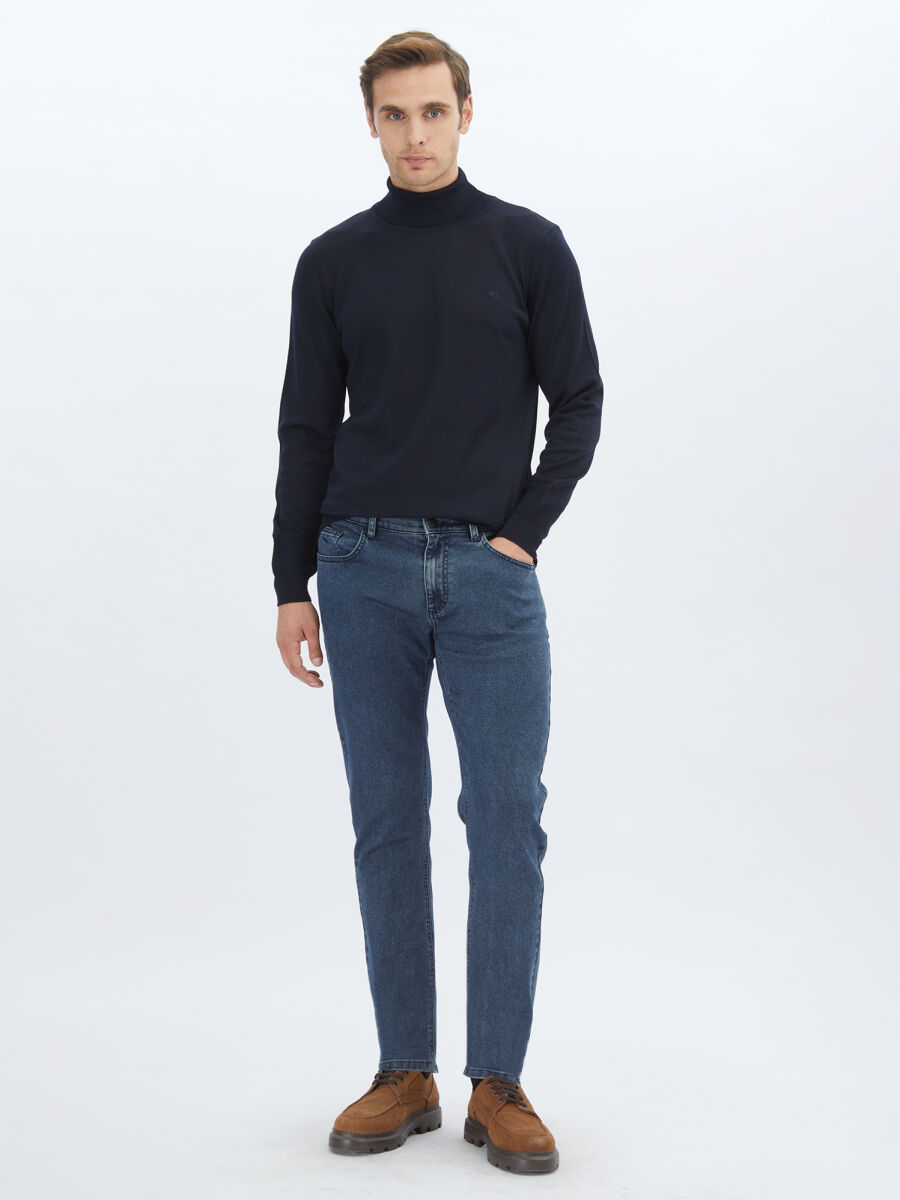 Navy Blue Knitwear Sweatshirt - 2