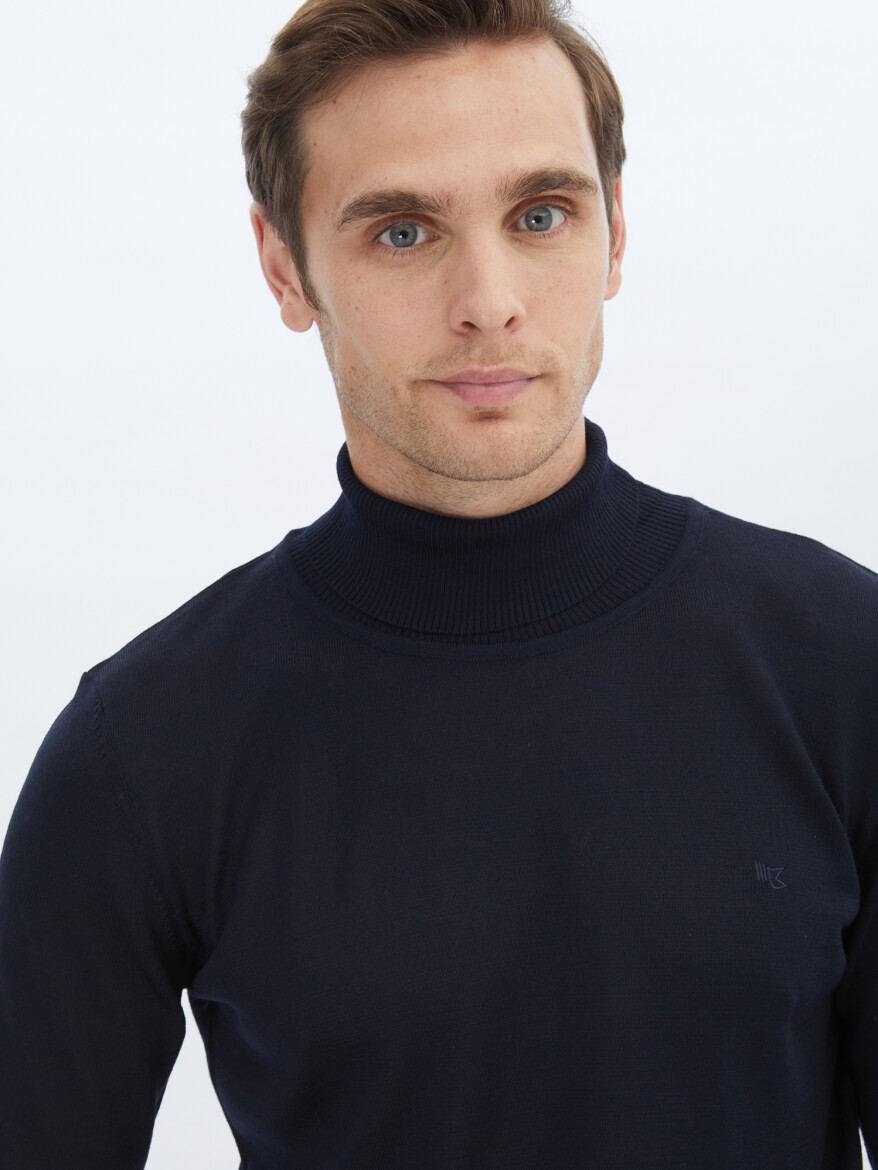 Navy Blue Knitwear Sweatshirt - 3