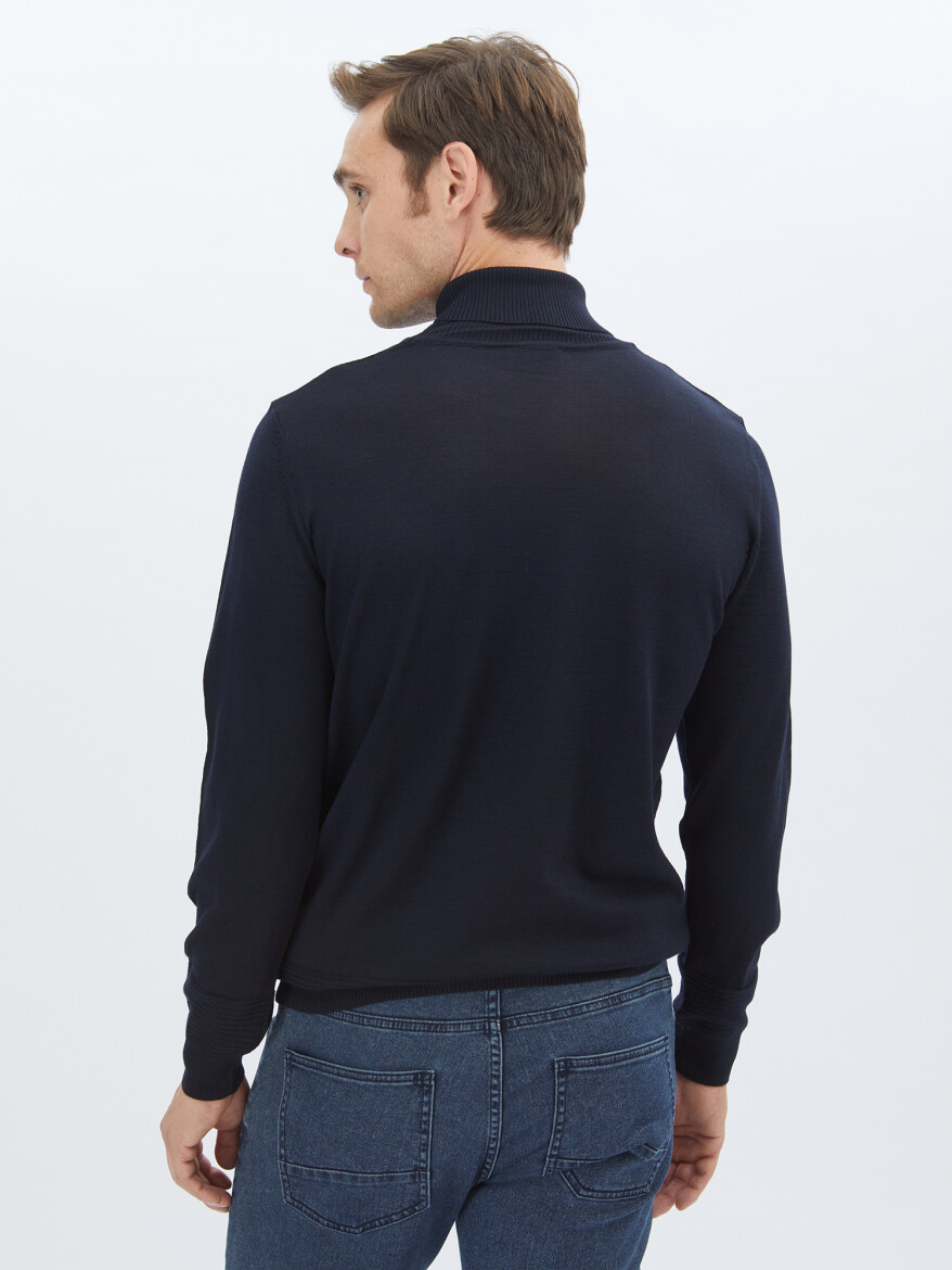 Navy Blue Knitwear Sweatshirt - 6
