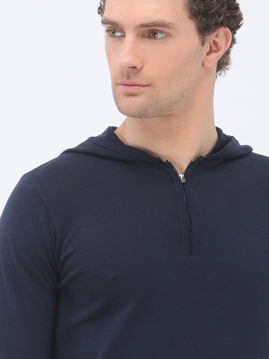 Navy Blue Knitwear Sweatshirt - 3