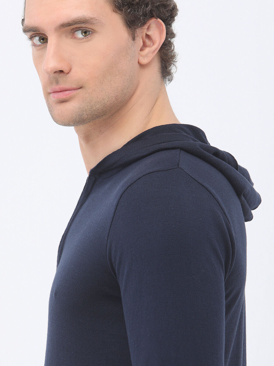 Navy Blue Knitwear Sweatshirt - 4