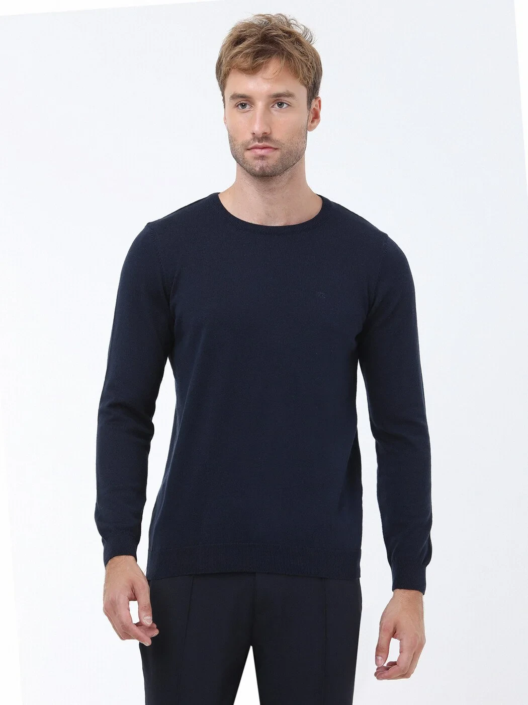Navy Blue Knitwear Sweatshirt - 1