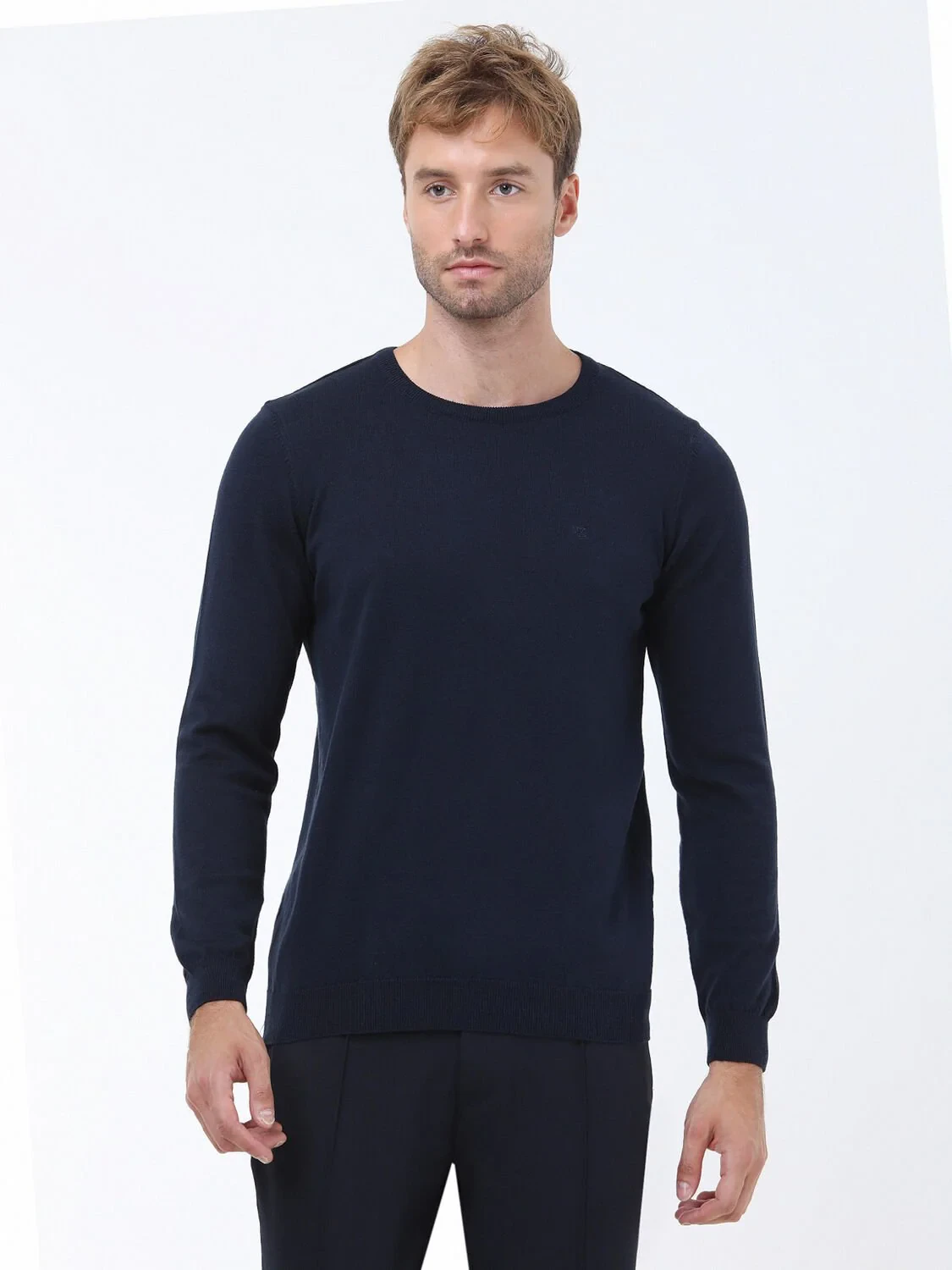 Navy Blue Knitwear Sweatshirt - 1