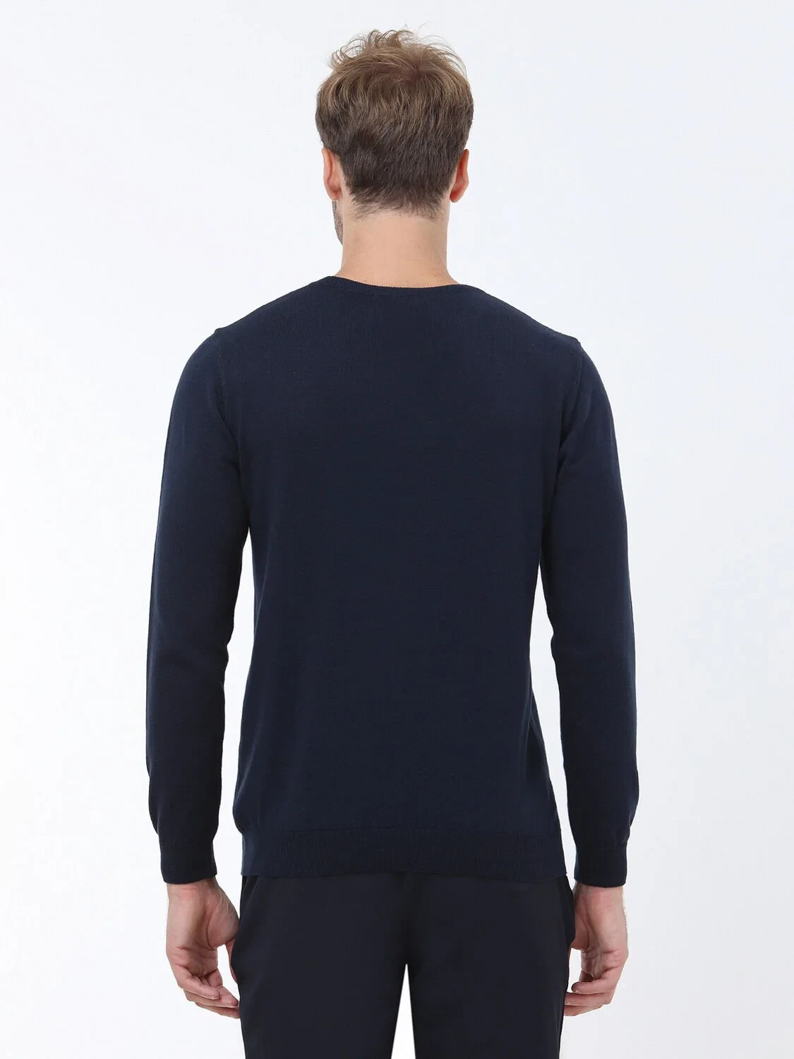 Navy Blue Knitwear Sweatshirt - 5