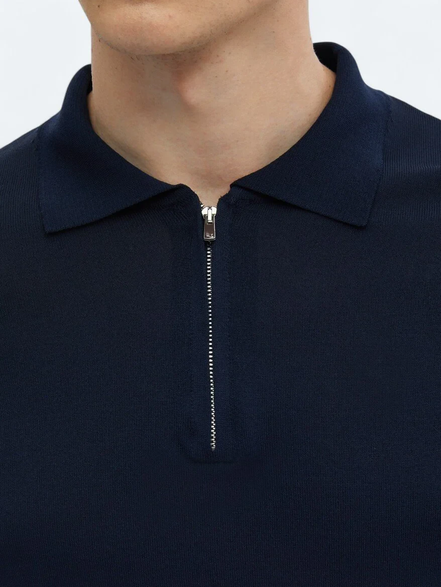 Navy Blue Knitwear Sweatshirt 