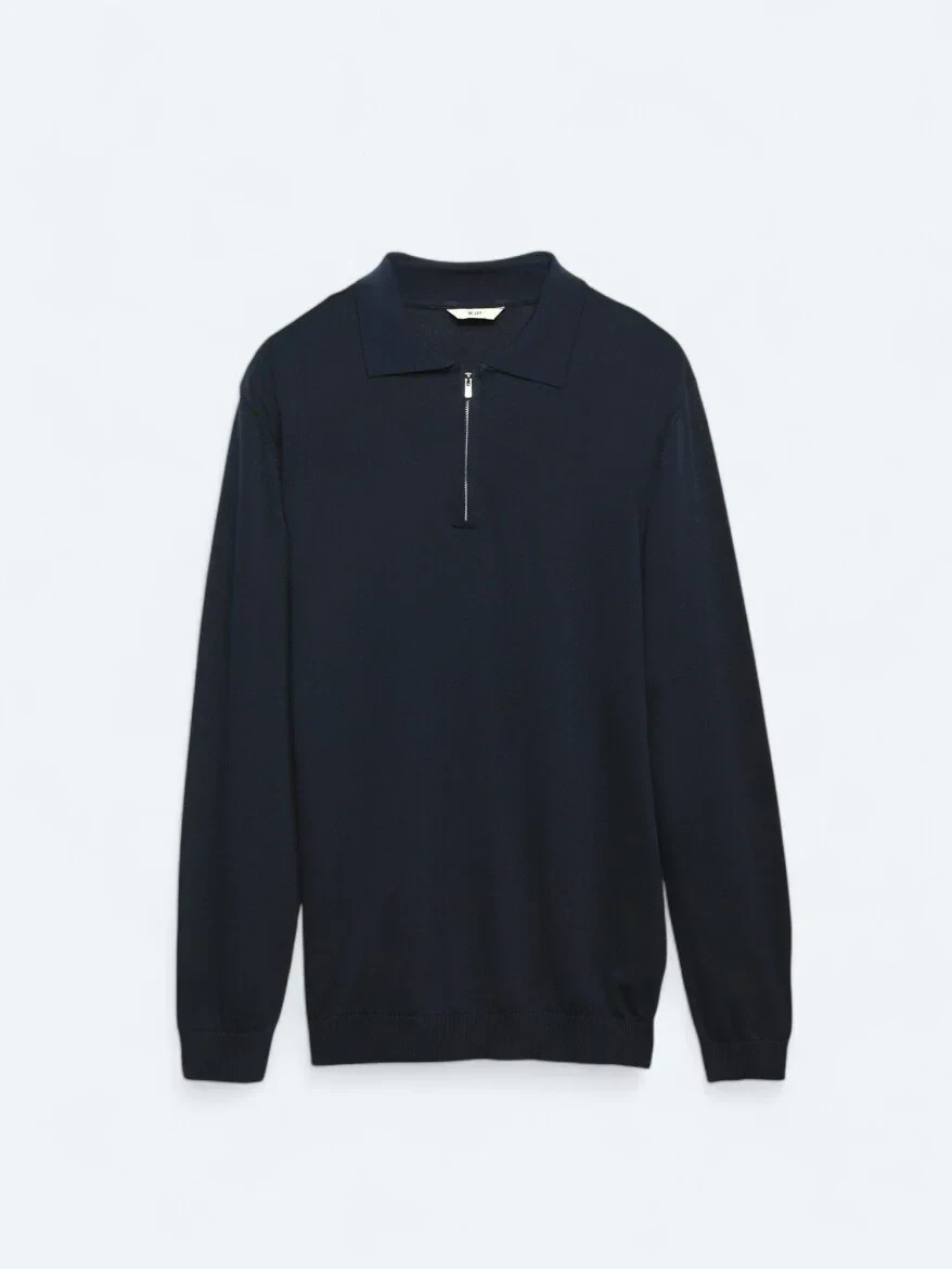 Navy Blue Knitwear Sweatshirt - 6