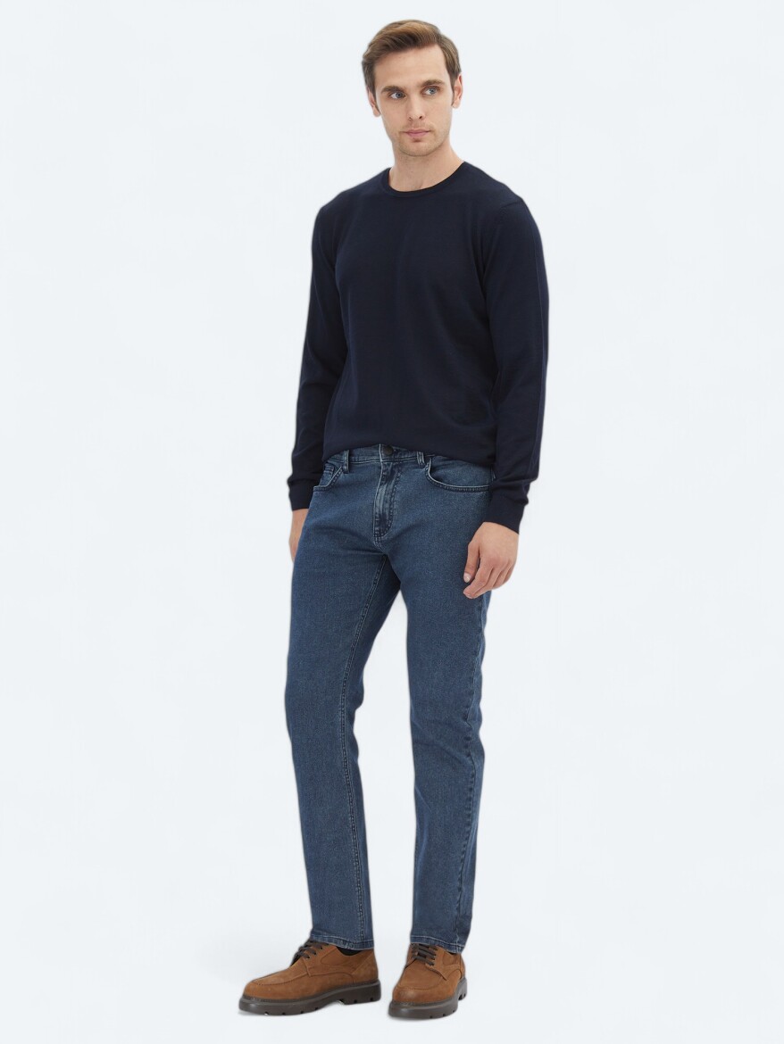 Navy Blue Knitwear Sweatshirt - 2