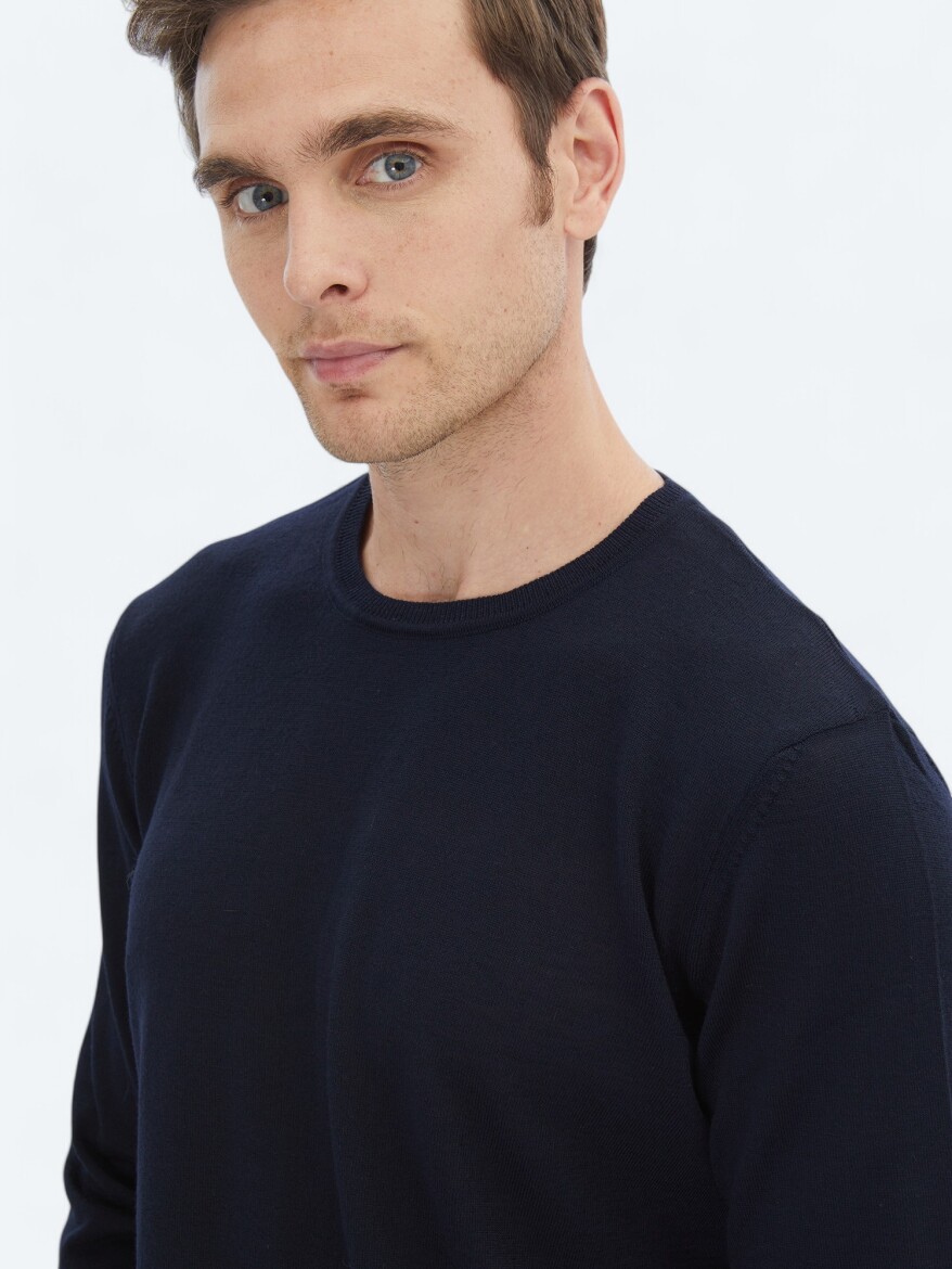 Navy Blue Knitwear Sweatshirt - 4