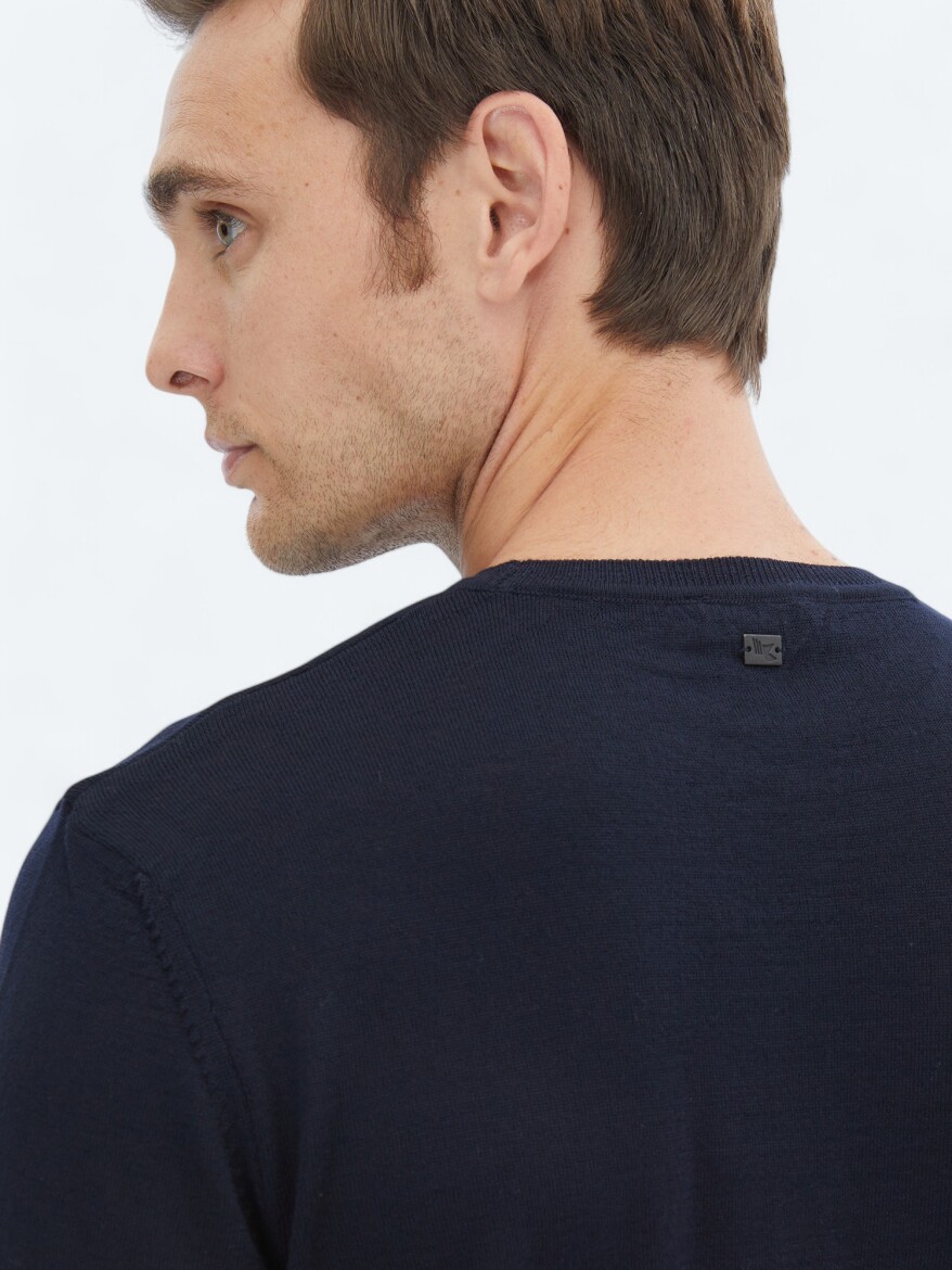 Navy Blue Knitwear Sweatshirt - 5