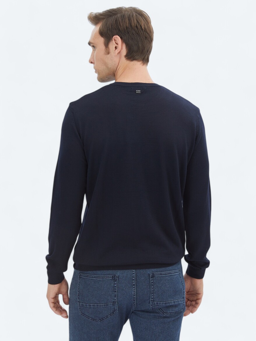Navy Blue Knitwear Sweatshirt - 6