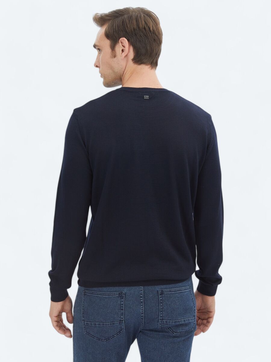Navy Blue Knitwear Sweatshirt - 6