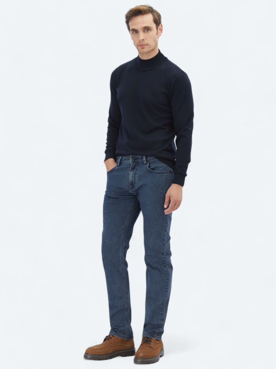 Navy Blue Knitwear Sweatshirt - 2