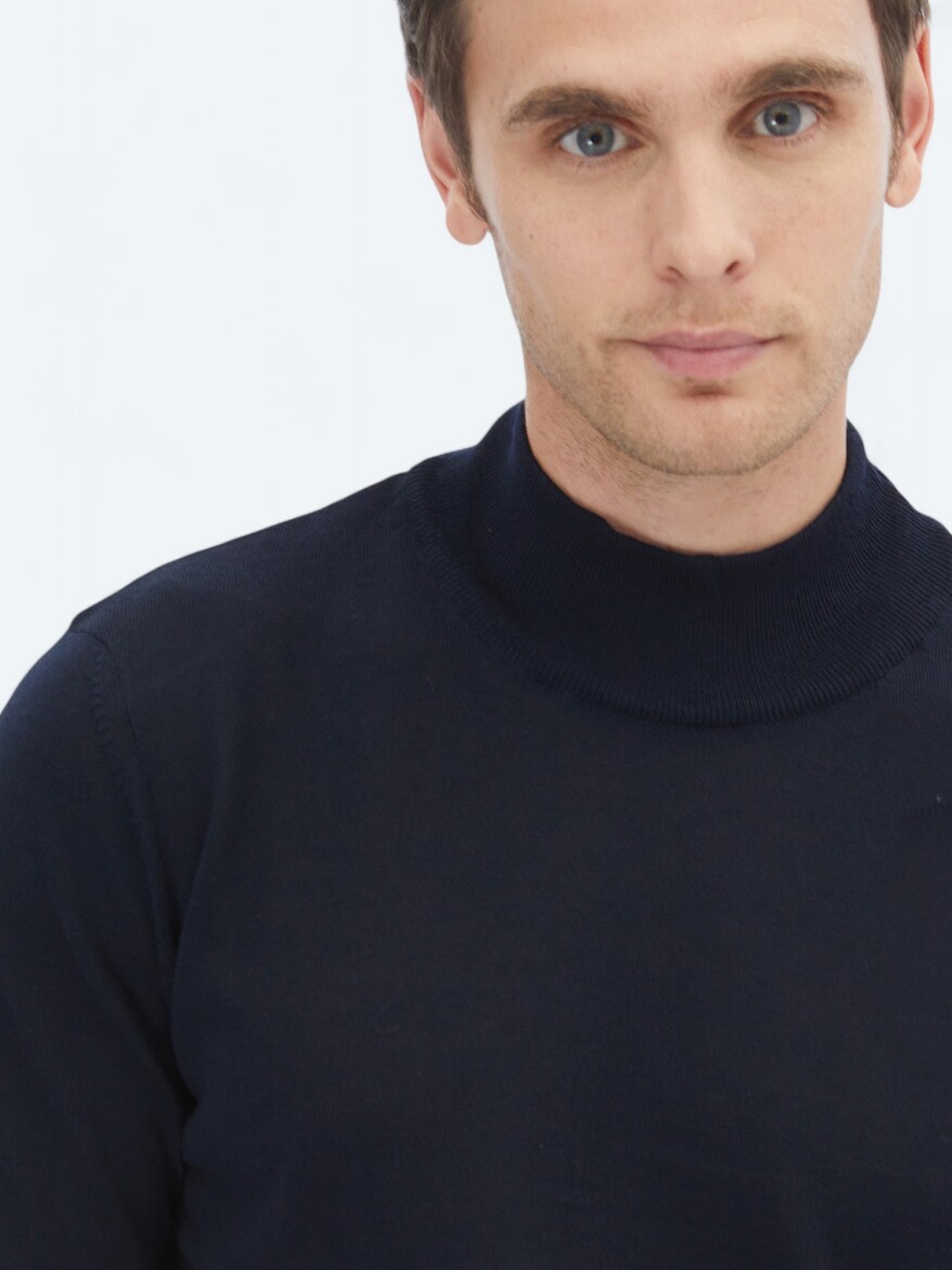 Navy Blue Knitwear Sweatshirt - 3