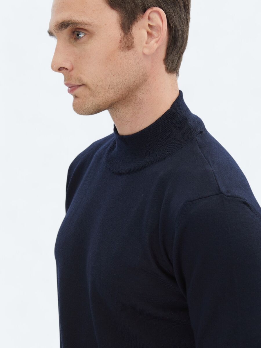 Navy Blue Knitwear Sweatshirt - 4