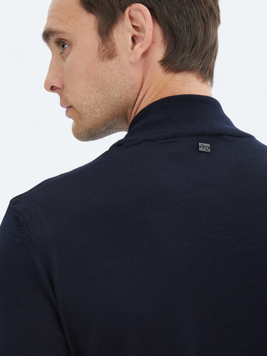 Navy Blue Knitwear Sweatshirt - 5