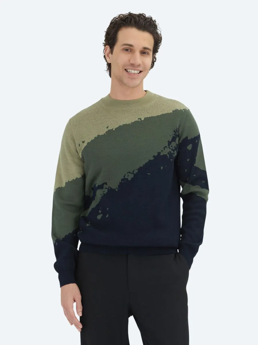 Navy Blue Knitwear Sweatshirt - 1