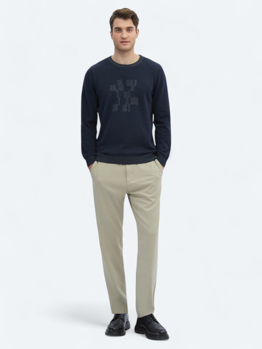 Navy Blue Knitwear Sweatshirt - 2
