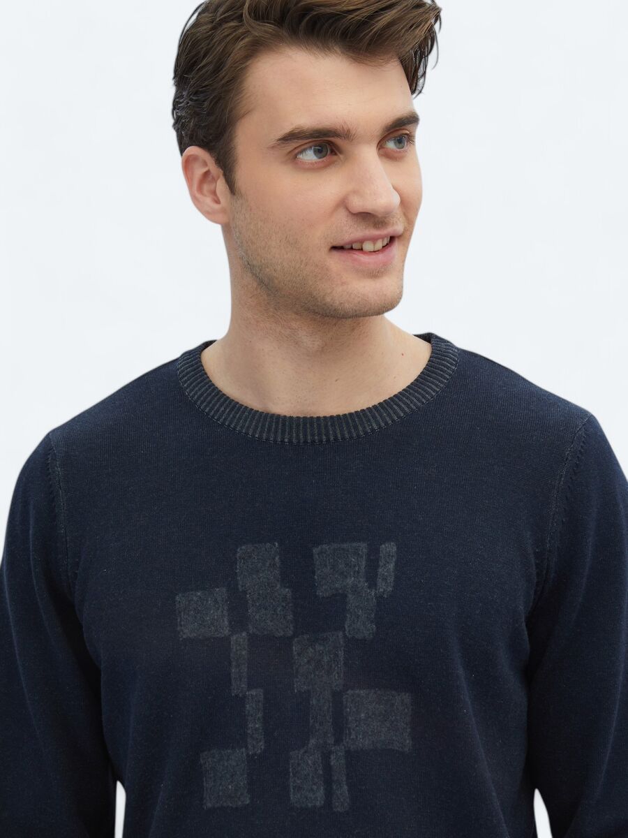 Navy Blue Knitwear Sweatshirt - 4