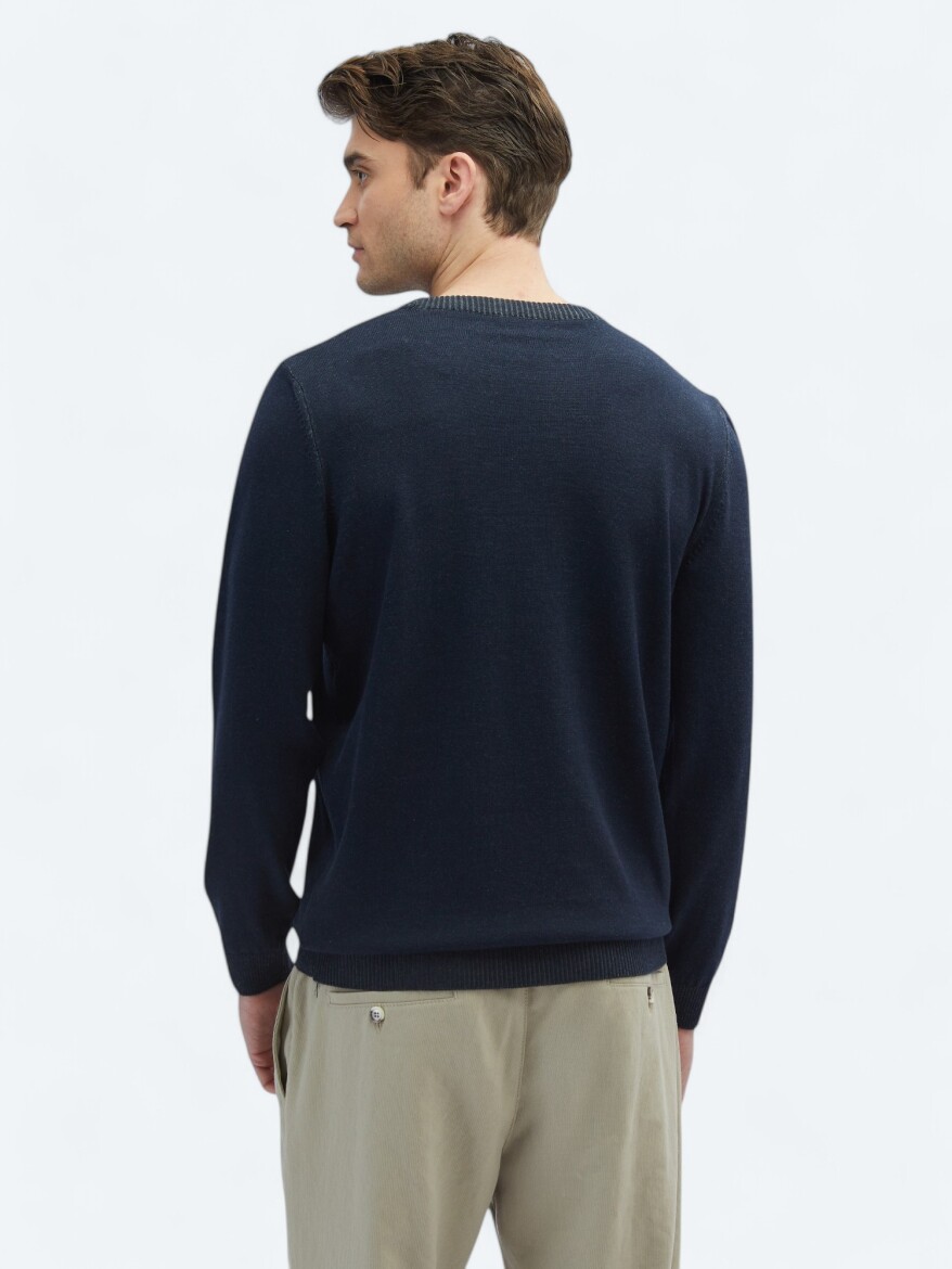 Navy Blue Knitwear Sweatshirt - 5