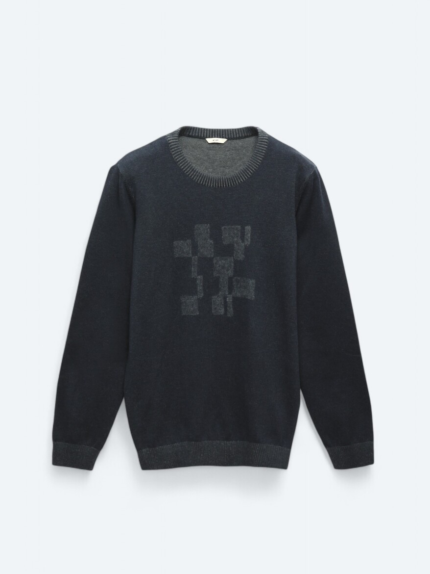 Navy Blue Knitwear Sweatshirt - 6