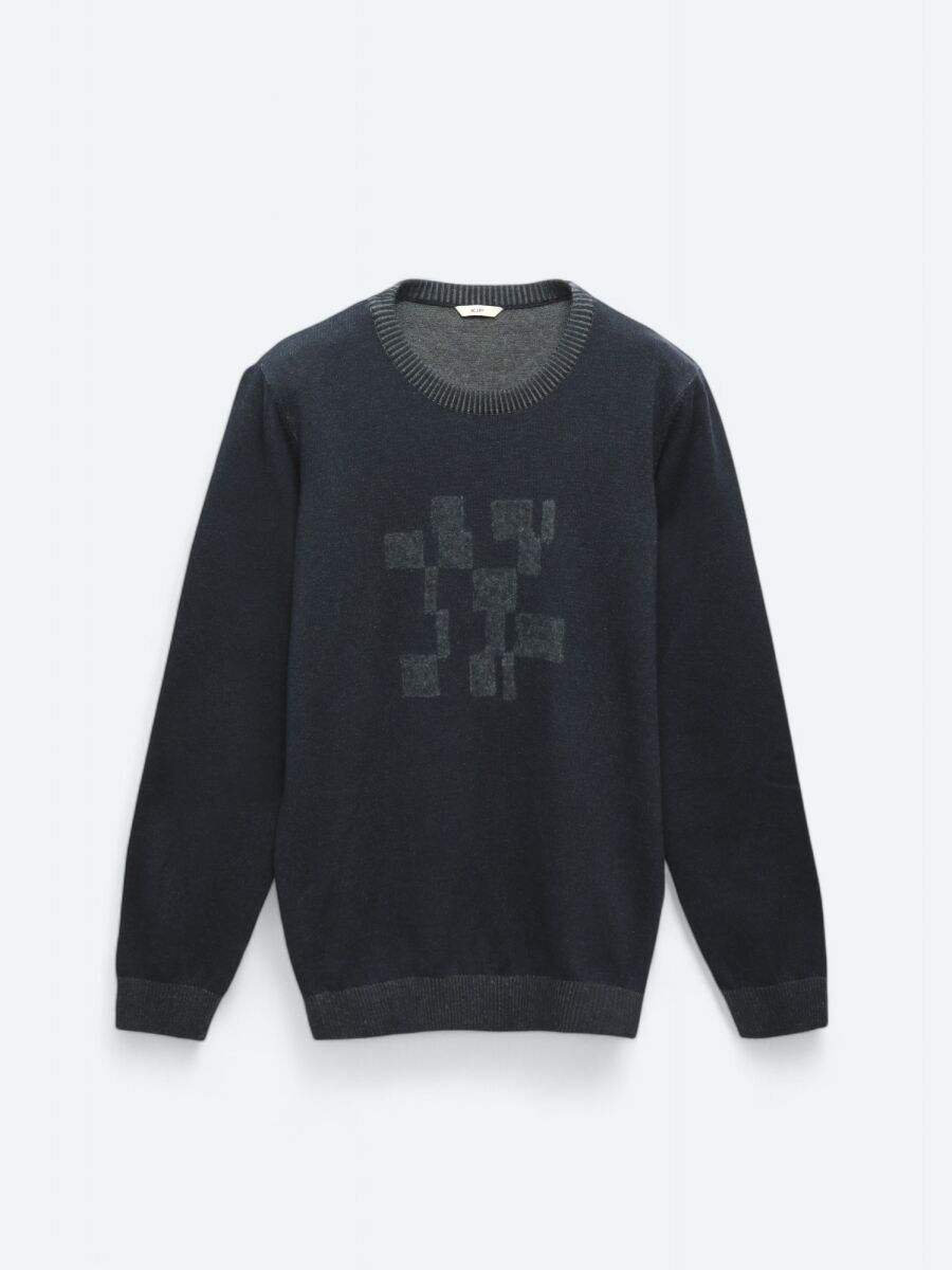 Navy Blue Knitwear Sweatshirt - 6