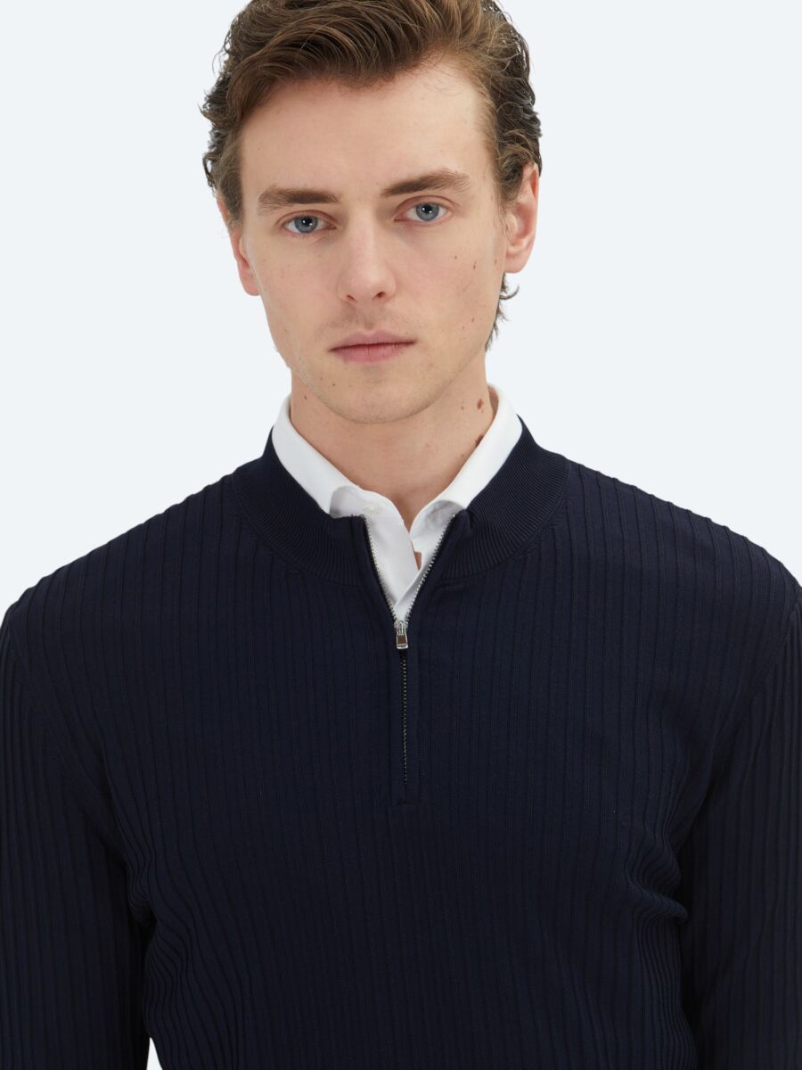 Navy Blue Knitwear Sweatshirt - 3