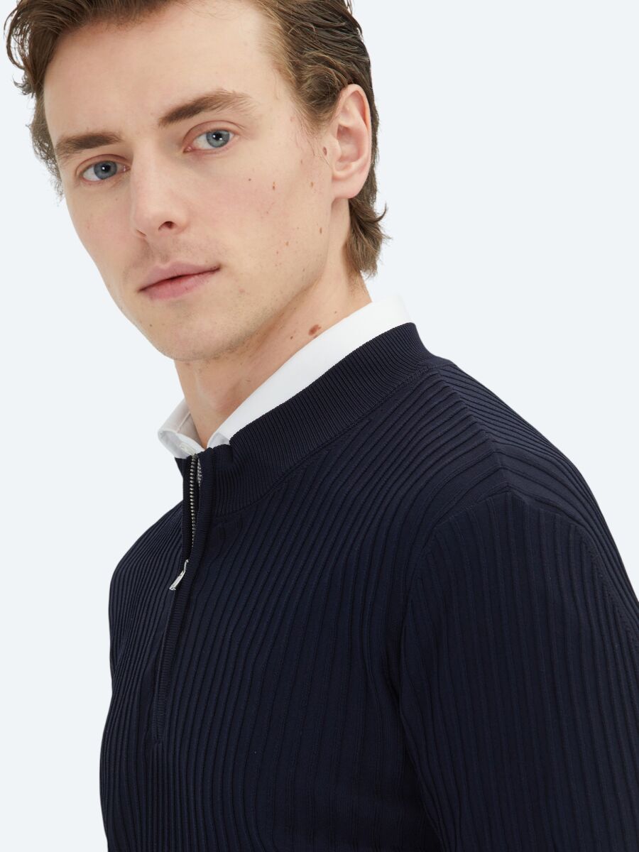 Navy Blue Knitwear Sweatshirt - 4