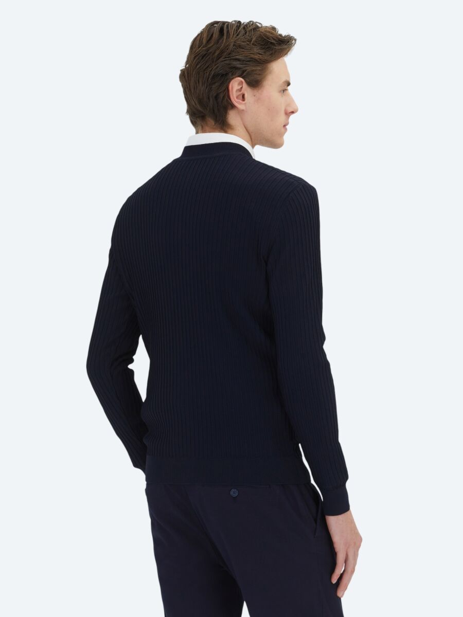 Navy Blue Knitwear Sweatshirt - 5