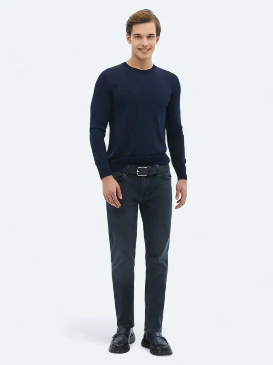 Navy Blue Knitwear Sweatshirt - 2