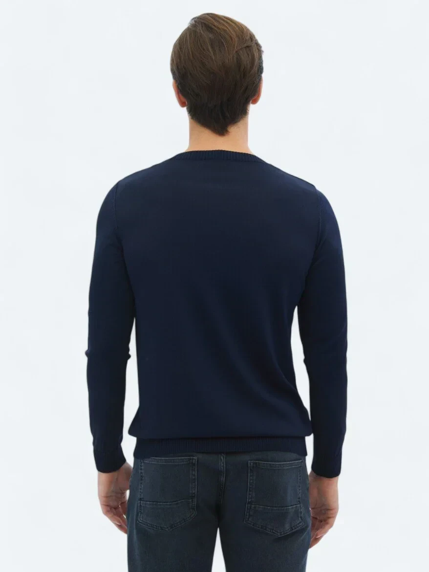 Navy Blue Knitwear Sweatshirt - 5