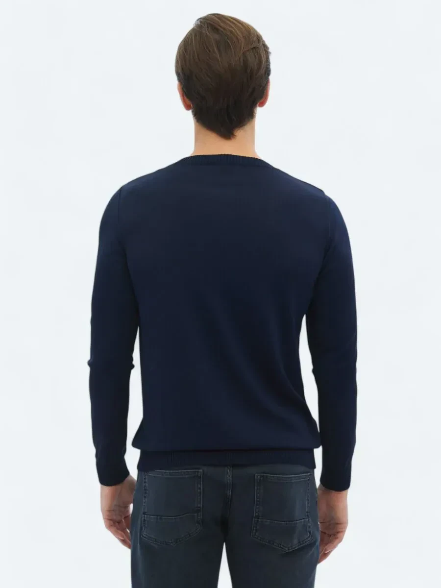 Navy Blue Knitwear Sweatshirt - 5