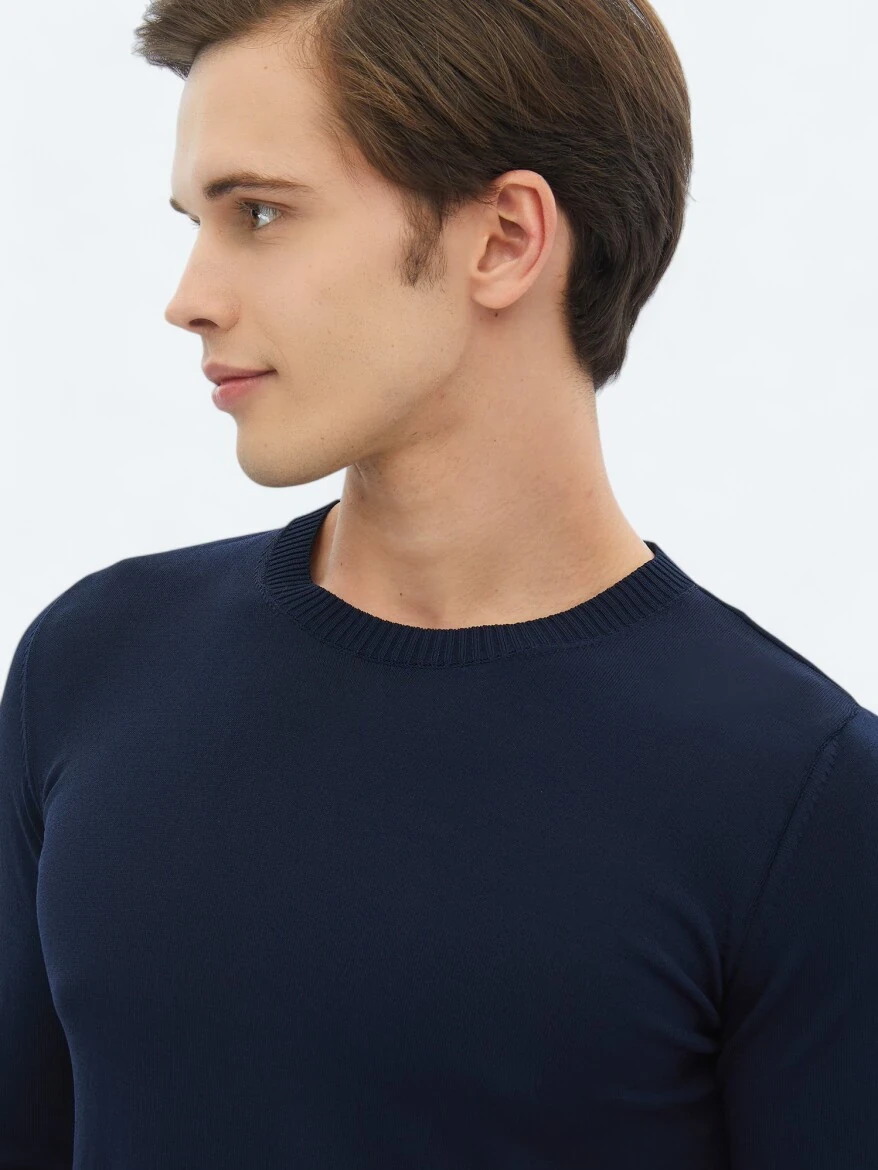 Navy Blue Knitwear Sweatshirt - 3