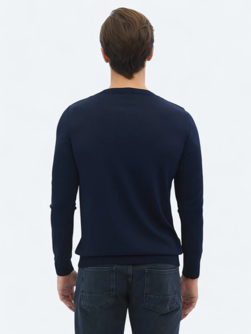 Navy Blue Knitwear Sweatshirt - 5
