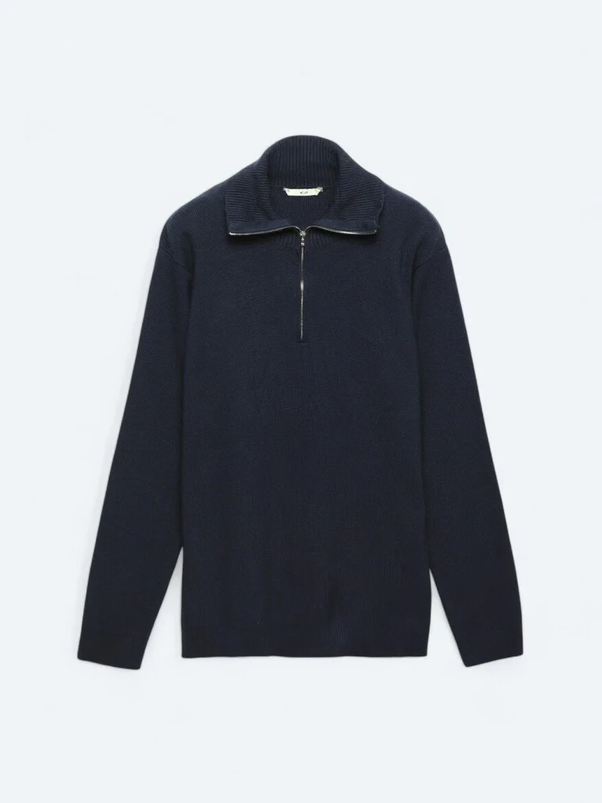 Navy Blue Knitwear Sweatshirt - 6